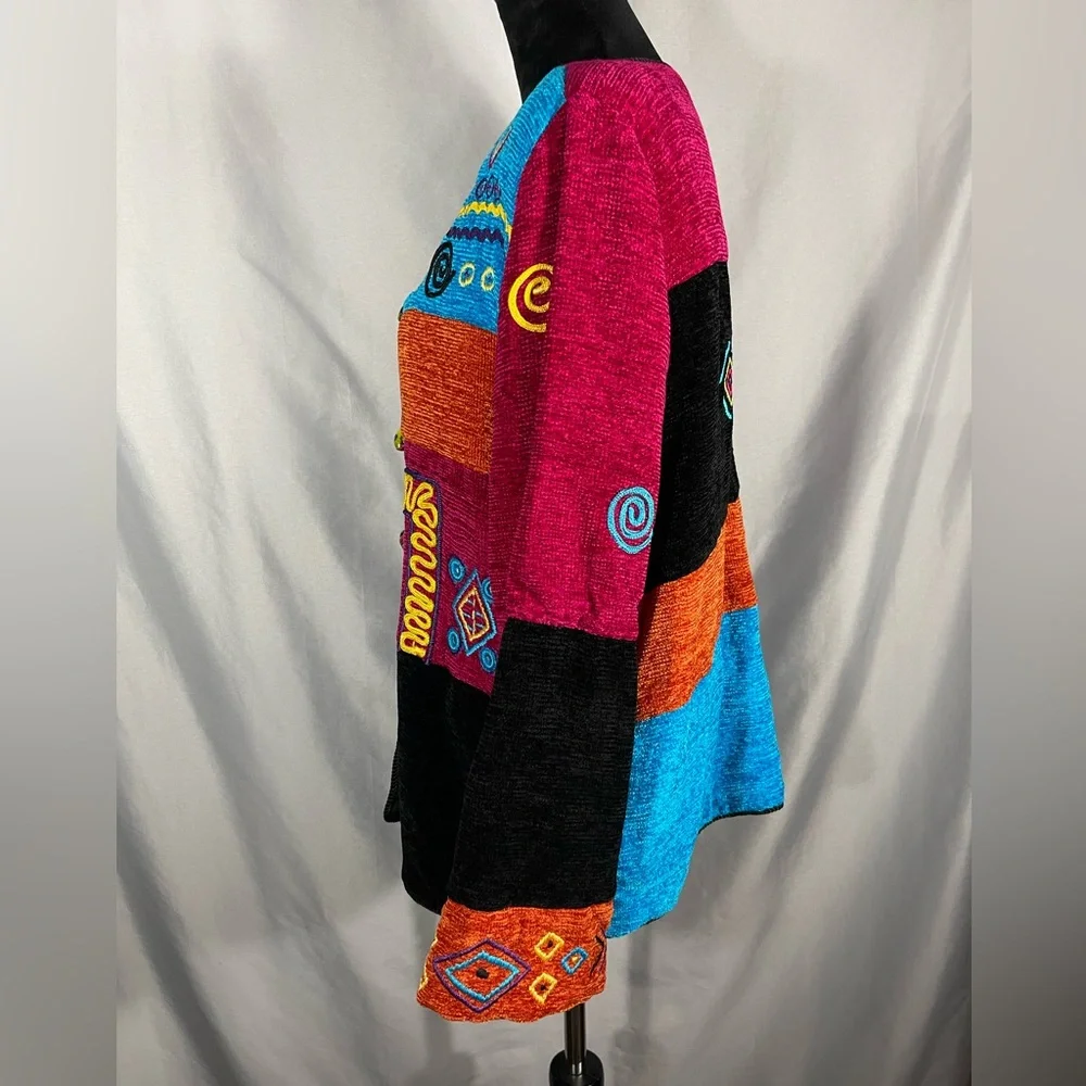 Allure Boutique Vintage Women's Novelty Art Wear Button Front Bold Sweater Sz L - Picture 4 of 10